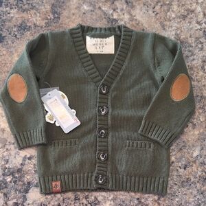 L&P Apparel 6 -12 Months NEW Baby Boy Green Cardigan with Elbow Patches